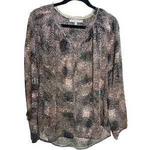 Daniel Rainn Blouse Long Sleeve Semi-Sheer Size Medium